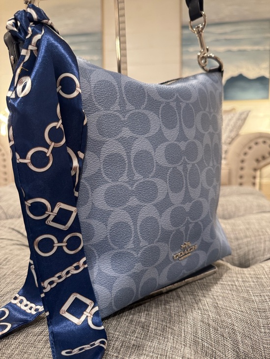 Coach Abby Duffle Blue Signature Monogram Hobo Bag - Picture 3 of 17